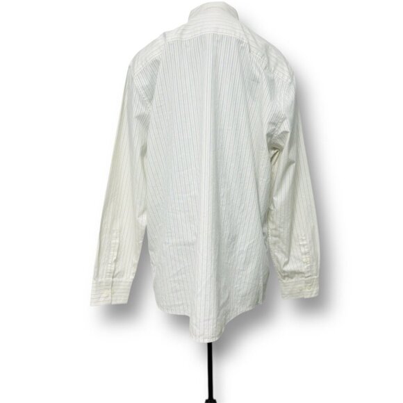 Calvin Klein Yellow Gray Striped Cotton Button Up Shirt Classic Career Preppy XL - Picture 9 of 9